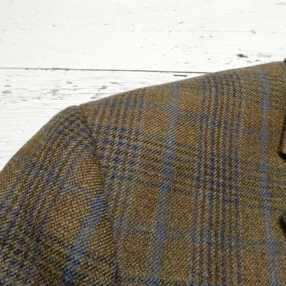 Linea Blazer Mens 46L Long Brown Plaid Wool Tweed Sport Coat Jacket Canada